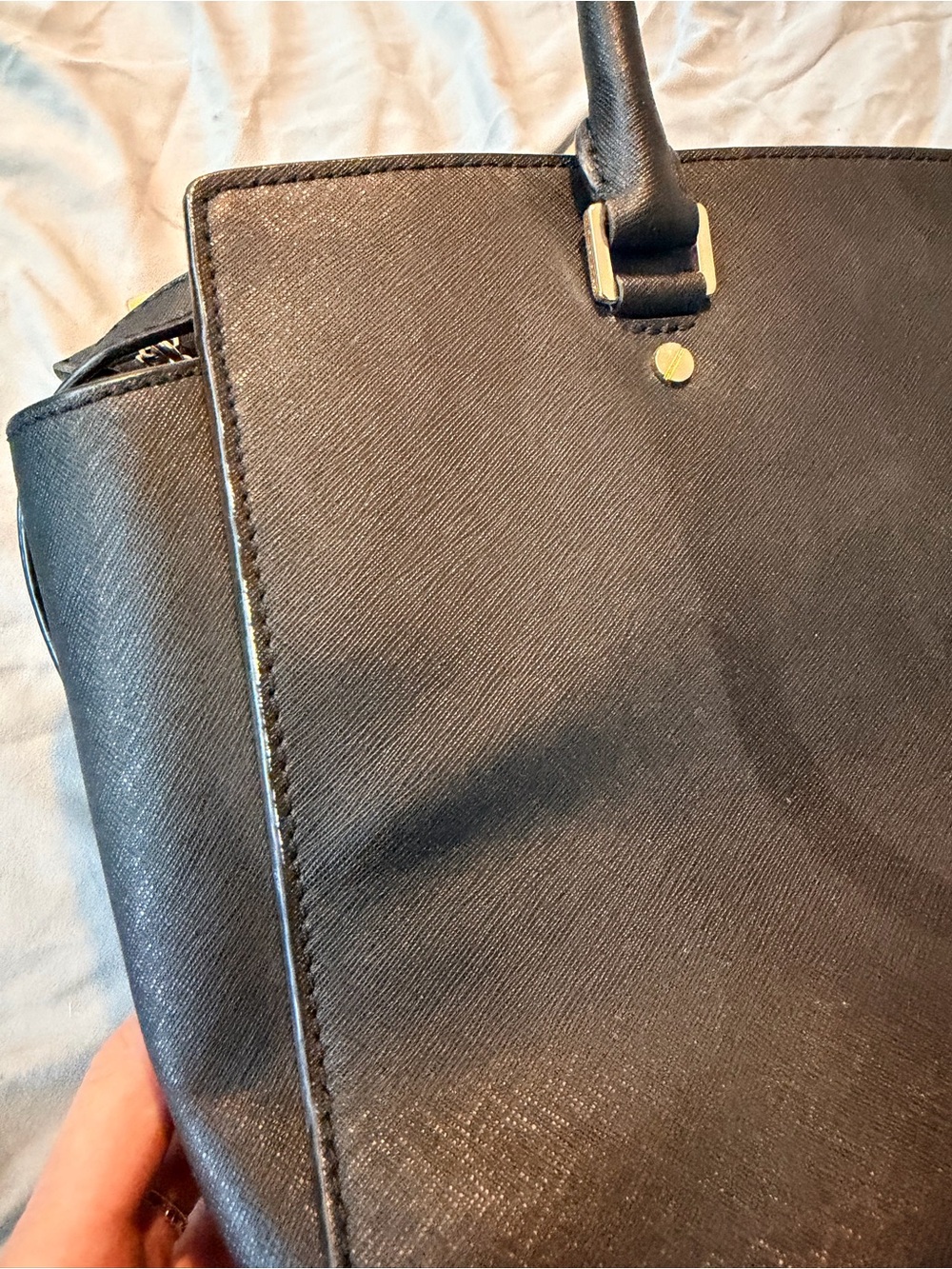 Michael Kors Black Saffiano Leather Tote with Gold Hardware - Picture 7 of 10
